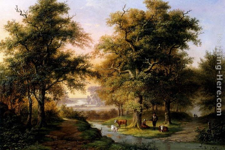 A Mountainous Woodland With The Kurhaus, Cleves, In The Distance painting - Hermanus Everhardus Rademaker A Mountainous Woodland With The Kurhaus, Cleves, In The Distance art painting